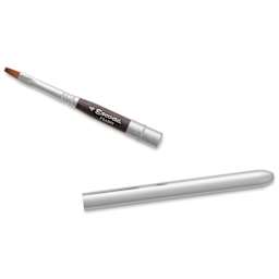 Escoda Prado Tame Synthetic Travel Brush - Bright, Short Handle, Size 4, handle and brush top