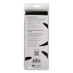 Yasutomo Fusion Synthetic Brushes - Round, Short Handle, Set of 5, back of the packaging