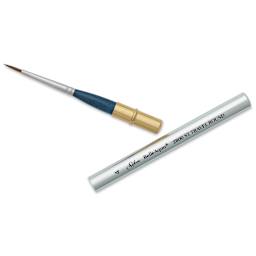 Silver Brush BelleAqua Travel Brush - Round, Short Handle, Size 4, brush top and handle