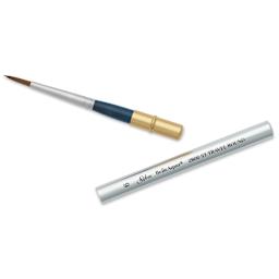 Silver Brush BelleAqua Travel Brush - Round, Short Handle, Size 6, brush top and handle