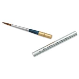 Silver Brush BelleAqua Travel Brush - Round, Short Handle, Size 8, brush top and handle