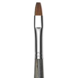 Da Vinci Colineo Synthetic Kolinsky Sable Brush - Flat, Size 6, Long Handle, close-up