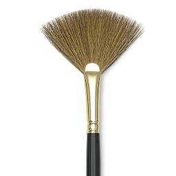Silver Brush Renaissance Red Sable Brush - Fan, Long Handle, Size 4 close up
