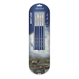 Silver Brush Bristlon Synthetic Bristle Brushes - Versatile Variety, Long Handle, Set of 4, front of pack