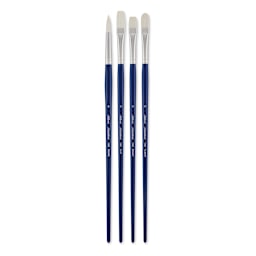 Silver Brush Bristlon Synthetic Bristle Brushes - Versatile Variety, Long Handle, Set of 4