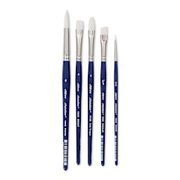 Silver Brush Bristlon Synthetic Bristle Brushes - BLICK Exclusive, Short Handle, Set of 5