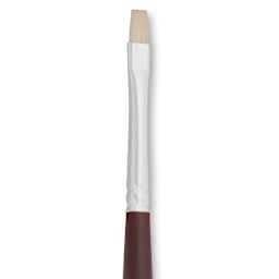 Silver Brush Silverstone Premium White Hog Bristle Brush - Bright, Long Handle, Size 0 close up