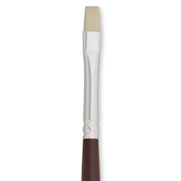 Silver Brush Silverstone Premium White Hog Bristle Brush - Bright, Long Handle, Size 1 close up