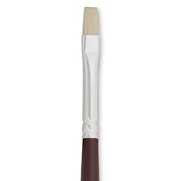 Silver Brush Silverstone Premium White Hog Bristle Brush - Bright, Long Handle, Size 2 close up