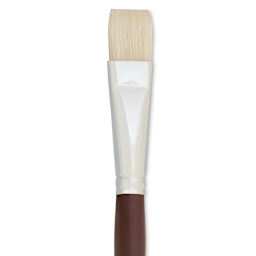 Silver Brush Silverstone Premium White Hog Bristle Brush - Bright, Long Handle, Size 10 close up