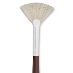 Silver Brush Silverstone Premium White Hog Bristle Brush - Fan, Long Handle, Size 2 close up