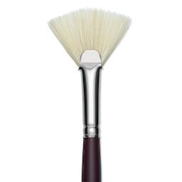 Silver Brush Silverstone Premium White Hog Bristle Brush - Fan, Long Handle, Size 6, close-up
