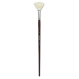 Silver Brush Silverstone Premium White Hog Bristle Brush - Fan, Long Handle, Size 8
