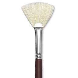 Silver Brush Silverstone Premium White Hog Bristle Brush - Fan, Long Handle, Size 8 close up