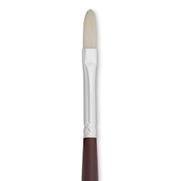Silver Brush Silverstone Premium White Hog Bristle Brush - Filbert, Long Handle, Size 1 close up