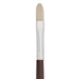 Silver Brush Silverstone Premium White Hog Bristle Brush - Filbert, Long Handle, Size 3 close up
