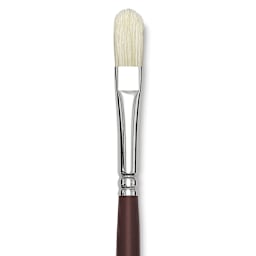 Silver Brush Silverstone Premium White Hog Bristle Brush - Filbert, Long Handle, Size 4 close up