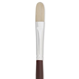 Silver Brush Silverstone Premium White Hog Bristle Brush - Filbert, Long Handle, Size 6 close up