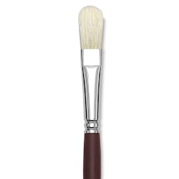 Silver Brush Silverstone Premium White Hog Bristle Brush - Filbert, Long Handle, Size 8 close up