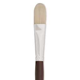 Silver Brush Silverstone Premium White Hog Bristle Brush - Filbert, Long Handle, Size 10 close up