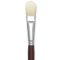 Silver Brush Silverstone Premium White Hog Bristle Brush - Filbert, Long Handle, Size 12 close up