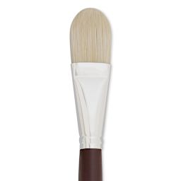 Silver Brush Silverstone Premium White Hog Bristle Brush - Filbert, Long Handle, Size 14 close up
