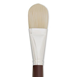 Silver Brush Silverstone Premium White Hog Bristle Brush - Filbert, Long Handle, Size 16 close up