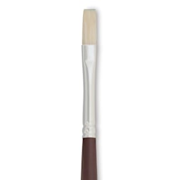 Silver Brush Silverstone Premium White Hog Bristle Brush - Flat, Long Handle, Size 1 close up