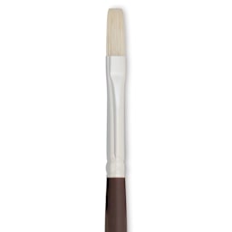 Silver Brush Silverstone Premium White Hog Bristle Brush - Flat, Long Handle, Size 2 close up