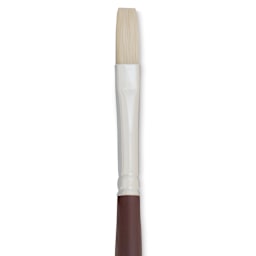 Silver Brush Silverstone Premium White Hog Bristle Brush - Flat, Long Handle, Size 3 close up