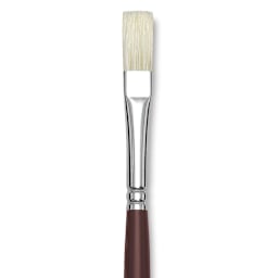 Silver Brush Silverstone Premium White Hog Bristle Brush - Flat, Long Handle, Size 4 close up