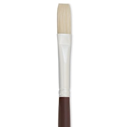 Silver Brush Silverstone Premium White Hog Bristle Brush - Flat, Long Handle, Size 6 close up
