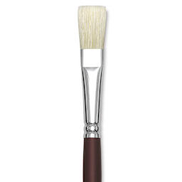 Silver Brush Silverstone Premium White Hog Bristle Brush - Flat, Long Handle, Size 8 close up