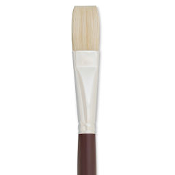 Silver Brush Silverstone Premium White Hog Bristle Brush - Flat, Long Handle, Size 10 close up