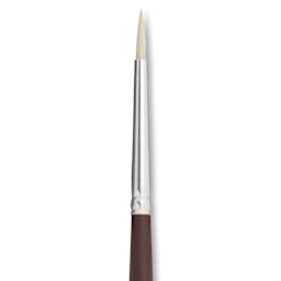 Silver Brush Silverstone Premium White Hog Bristle Brush - Round, Long Handle, Size 0 close up