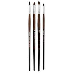 Escoda Versatil Synthetic Brushes - Series 8953, Set of 4, Long Handle, laid out