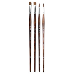 Raphaël Fresco Red Sable Brushes - Various types of brushes upright
