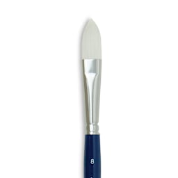 Silver Brush Bristlon Stiff White Synthetic Brush - Cat's Tongue, Size 8, Short Handle (close-up)