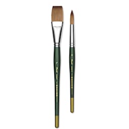 Utrecht Series 6150 Synthetic Golden Taklon Watercolor Brushes - Flat and Round Brushes