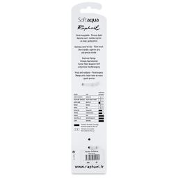 Raphaël Soft Aqua Brush - Short Handle, Large Flat, Size 40, back of the packaging