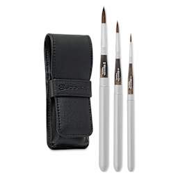 Escoda Versàtil Synthetic Kolinsky Travel Brushes - Set of 3, Round, with included carrying case.