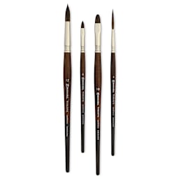 Escoda Versatil Synthetic Brushes - Series 8914, Set of 4, Short Handle, laid out