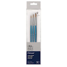 Winsor & Newton Cotman Watercolor Brush Set - Set 1, Set of 3, Short Handle (front of package)