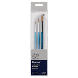Winsor & Newton Cotman Watercolor Brush Set - Set 2, Set of 3, Short Handle (front of package)