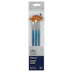 Winsor & Newton Cotman Watercolor Brush Set - Set 3, Set of 3, Short Handle (front of package)