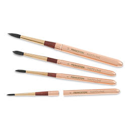 Princeton Neptune Series 4750 Synthetic Squirrel Brushes - Travel Round, Set of 4, Full view of brushes