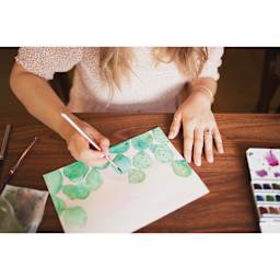 Princeton Neptune Series 4750 Synthetic Squirrel Travel Brush being used by watercolorist.