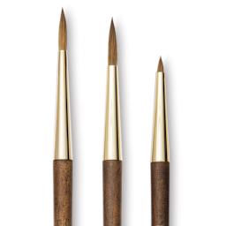 Isabey Pure Kolinsky Sable Round Brushes - Closeup of 3 Round brushes
