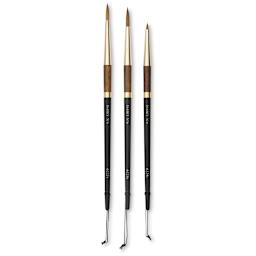 Isabey Pure Kolinsky Sable Round Brushes - 3 Brushes shown upright
