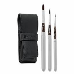 Escoda Último Synthetic Squirrel Travel Brushes - Set of 3, Round, with included carrying case.